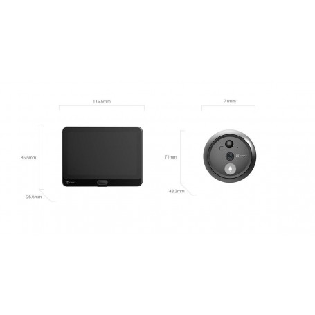 Vizor electronic Ezviz cu sonerie  CS-HP4 Senzor camera: 1/3" Progressive Scan CMOS Lentila:  2.0 mm @ F2.2, visual angle (diago
