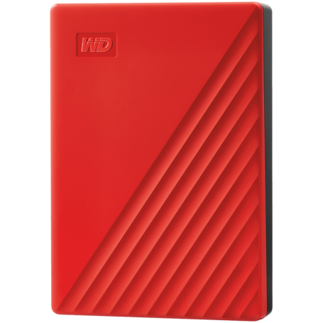 HDD Extern WD My Passport 4TB, 256-bit AES hardware encryption, Backup Software, Slim, USB 3.2 Gen 1 Type-A up to 5 Gb/s, Red