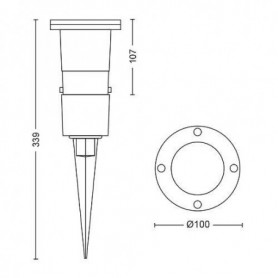 Spot LED pentru exterior cu spike Philips Puled Spike, 1xGU10, 5W (50W), 395 lm, lumina calda (2700K), IP44, 97x97x105mm, Negru