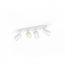 Spot LED RGB Cvadruplu Philips Hue Fugato, Bluetooth, 4xGU10, 4x5.7W, 1400 lm, lumina alba si color (2000-6500K), IP20, Metal, A