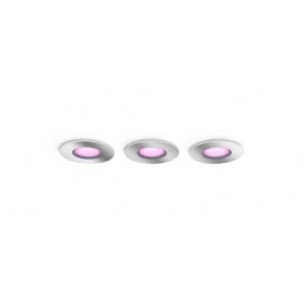 3 Spoturi LED RGB incastrate Philips Hue Xamento, Bluetooth, GU10, 3x5.7W, 1050 lm, lumina alba si color (2000-6500K), IP44, Cro