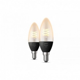 2 Becuri LED inteligente Philips Hue B39, Bluetooth, E14, 4.5W (28W), 300 lm, lumina calda (2100K), cu filament